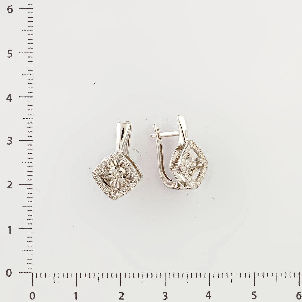 Серьги с бриллиантом из белого золота 585 пробы 2