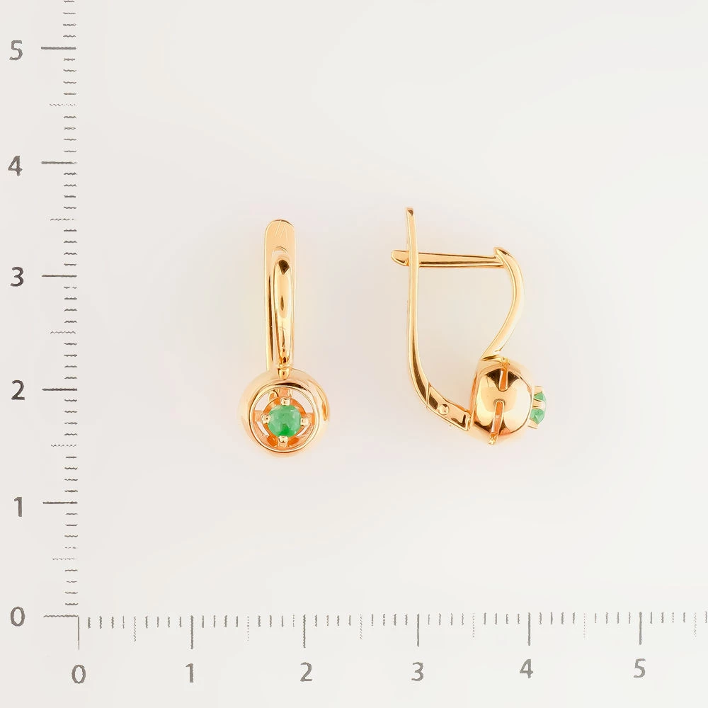 Серьги с изумрудом из красного золота 585 пробы 2