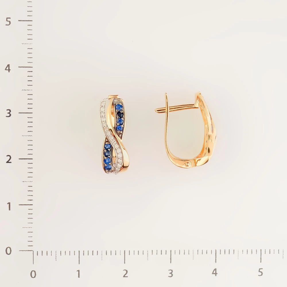 Серьги с сапфиром из красного золота 585 пробы 2