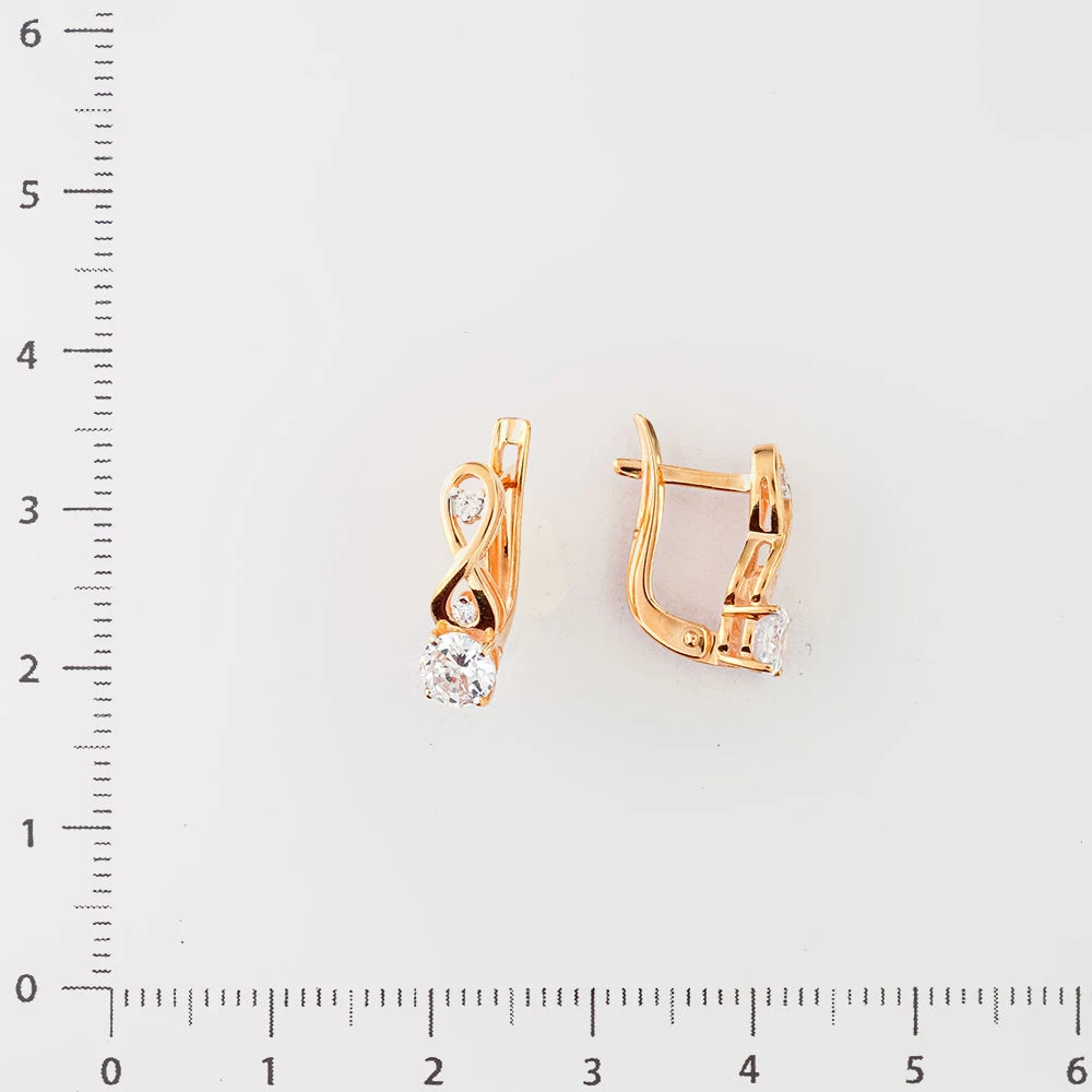 Серьги с фианитом из красного золота 585 пробы 2