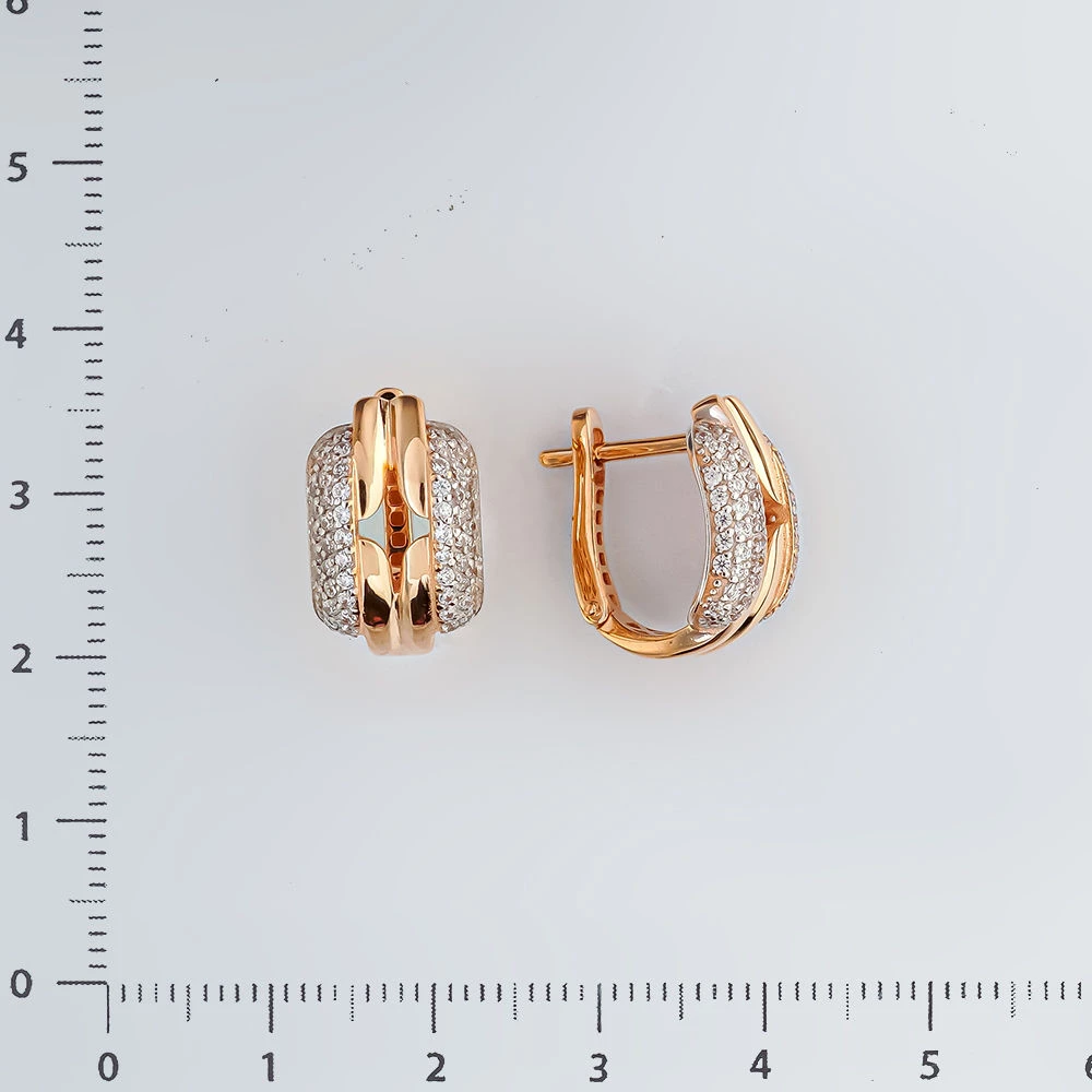 Серьги с фианитом из красного золота 585 пробы 2