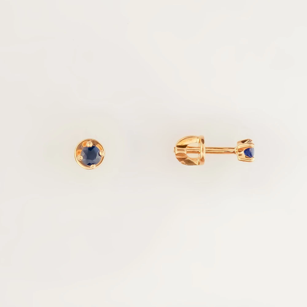 Серьги с сапфиром из красного золота 585 пробы 1
