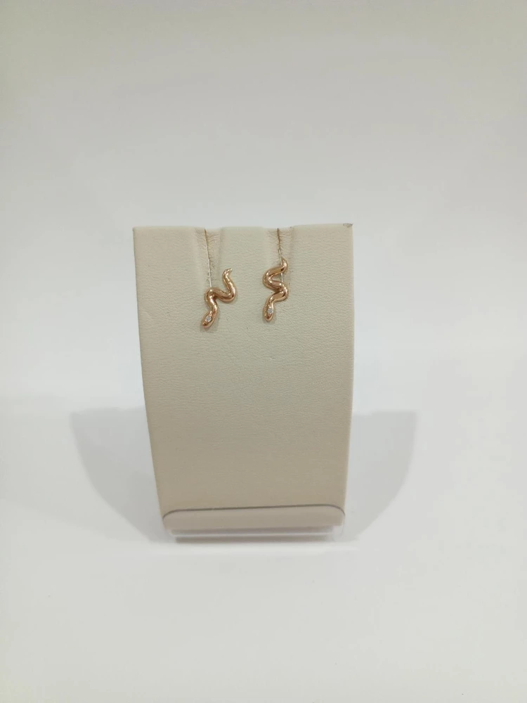 Серьги с фианитом из красного золота 585 пробы 1