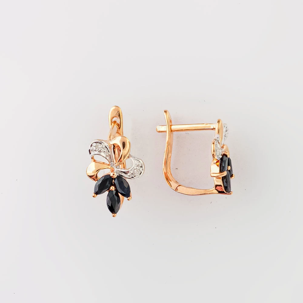 Серьги с сапфиром из красного золота 585 пробы 1