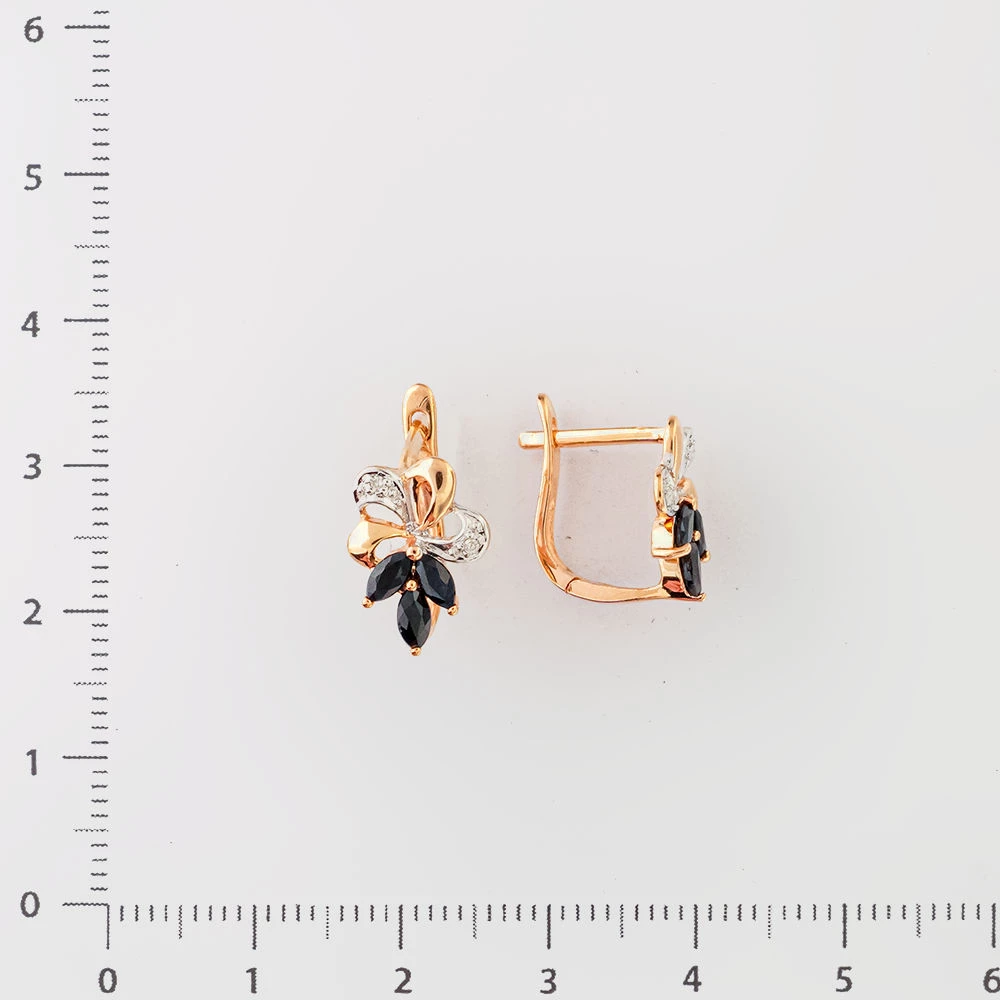 Серьги с сапфиром из красного золота 585 пробы 2