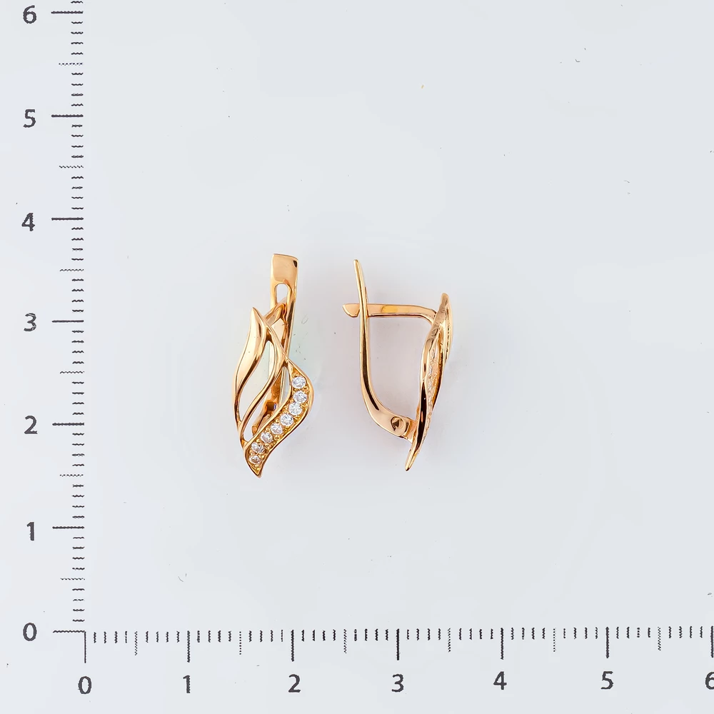 Серьги с фианитом из красного золота 585 пробы 2
