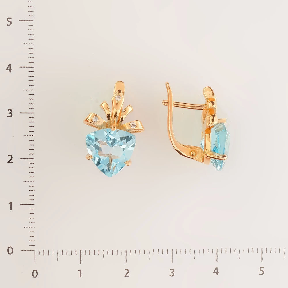 Серьги с топазом из красного золота 585 пробы 2