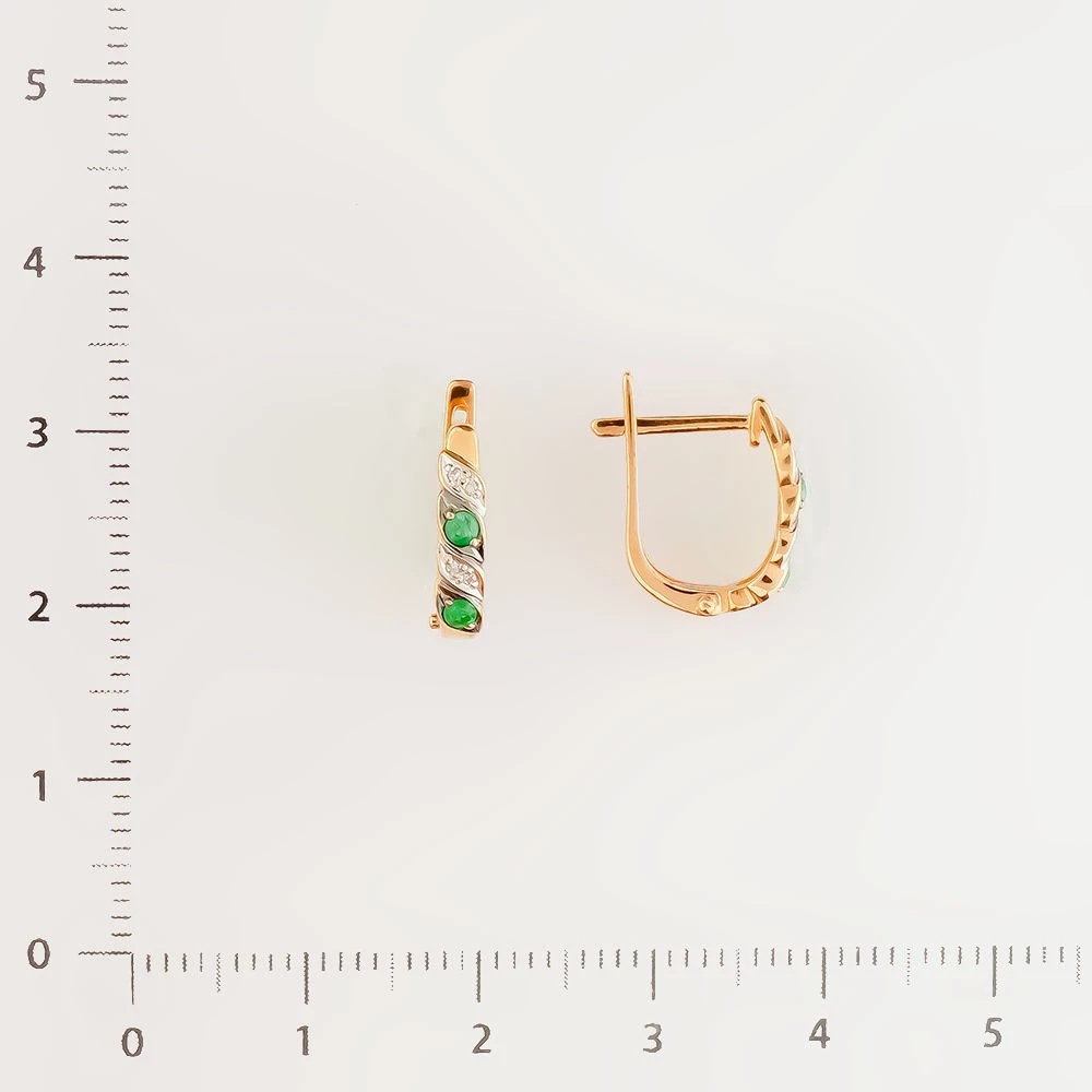 Серьги с изумрудом из красного золота 585 пробы 2