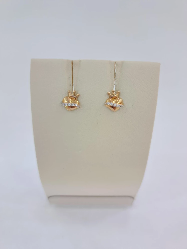 Серьги с фианитом из красного золота 585 пробы 1