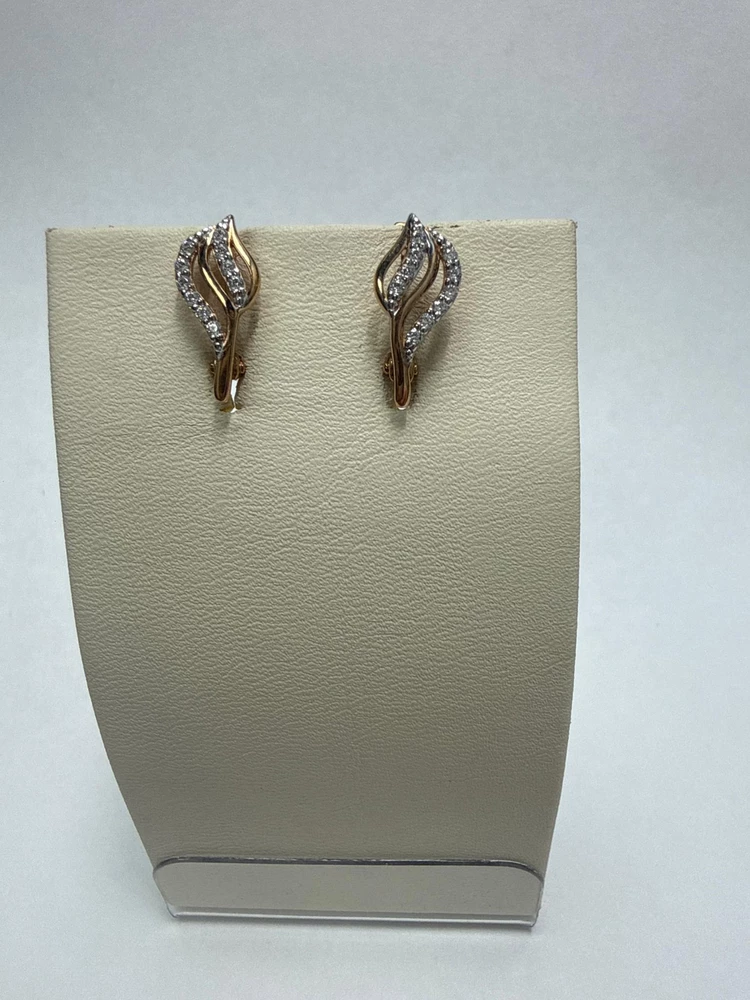 Серьги с фианитом из красного золота 375 пробы 1