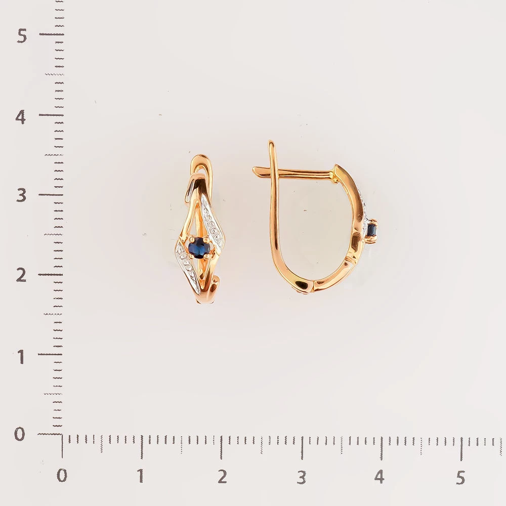 Серьги с сапфиром из красного золота 585 пробы 2