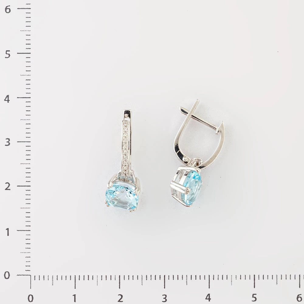 Серьги с топазом из белого золота 585 пробы 2