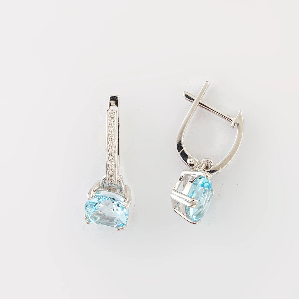 Серьги с топазом из белого золота 585 пробы 1