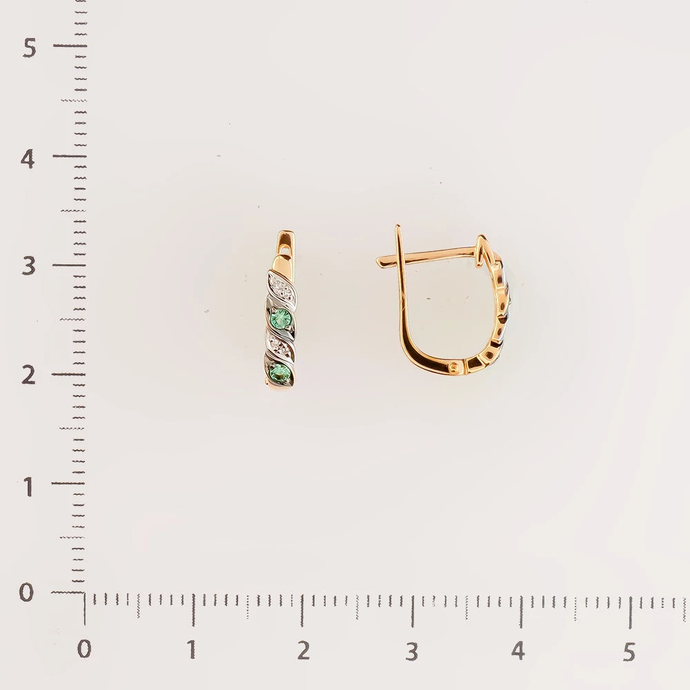 Серьги с изумрудом из красного золота 585 пробы 2