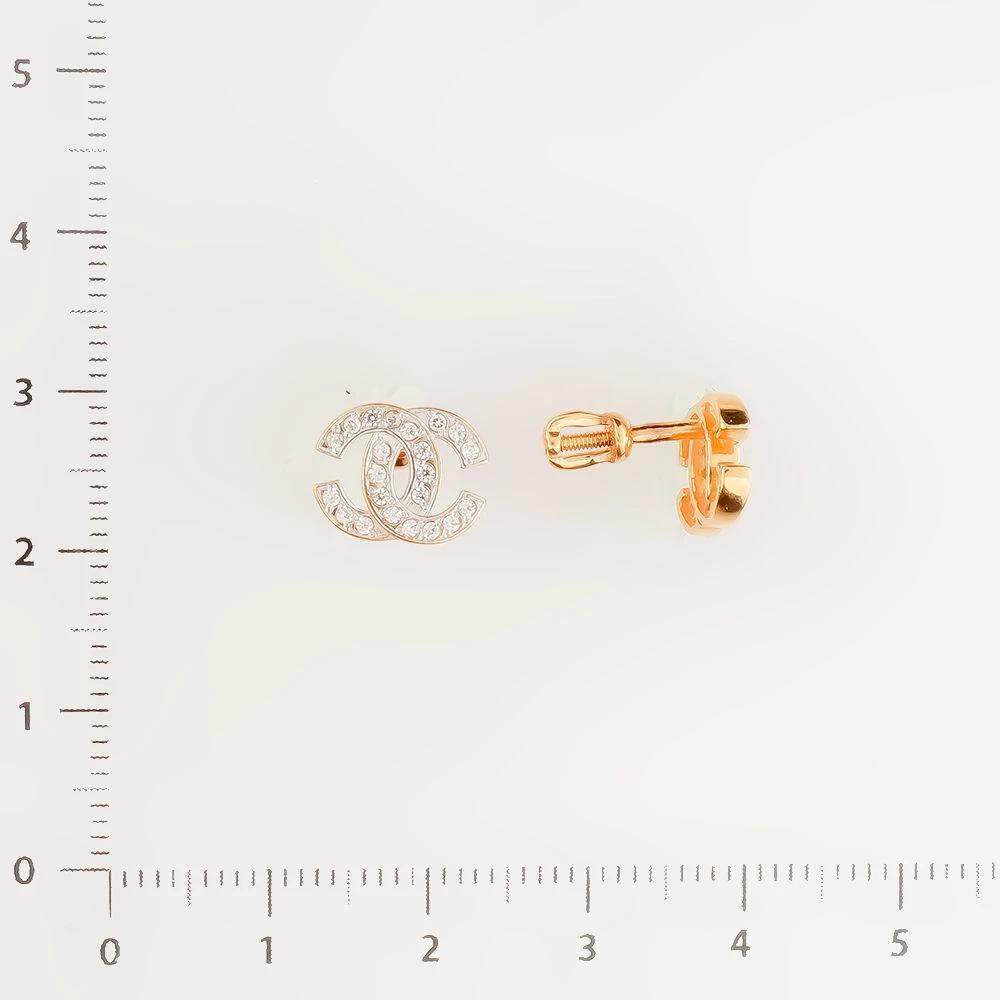 Серьги с фианитом из красного золота 585 пробы 2