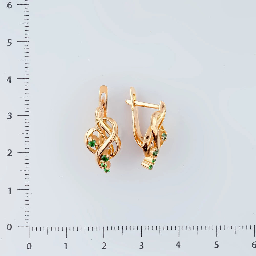 Серьги с фианитом из красного золота 585 пробы 2