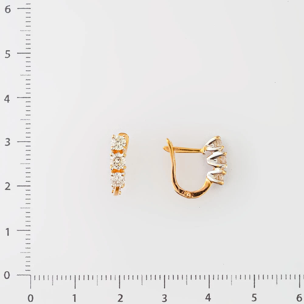 Серьги с бриллиантом из желтого золота 585 пробы