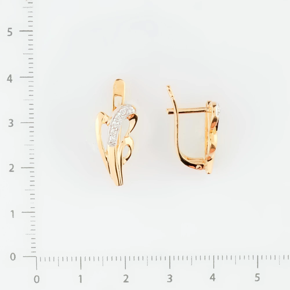 Серьги с фианитом из красного золота 585 пробы 2