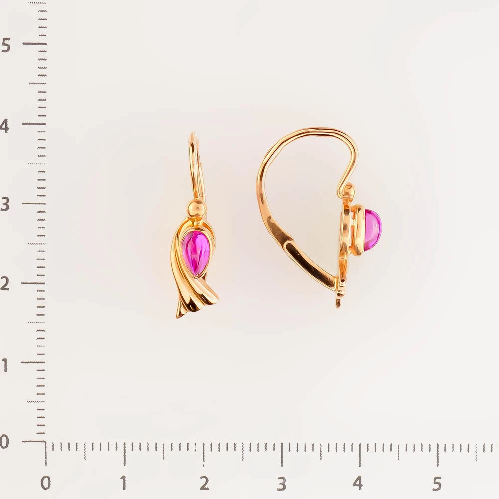 Серьги с фианитом из красного золота 585 пробы 2