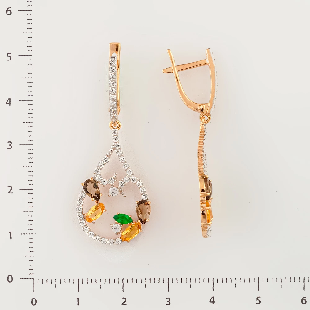 Серьги с агатом из красного золота 585 пробы 2