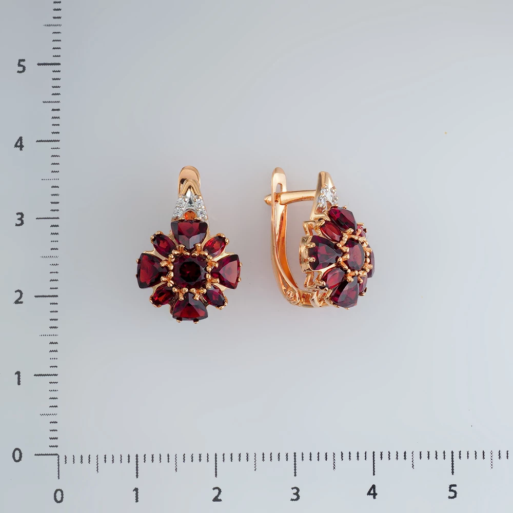 Серьги с гранатом из красного золота 585 пробы 2