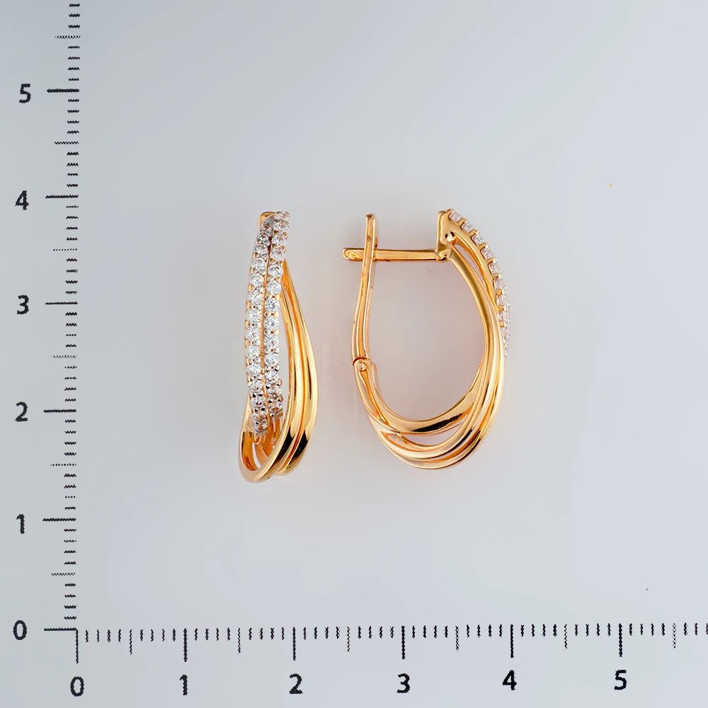 Серьги с фианитом из красного золота 585 пробы 2