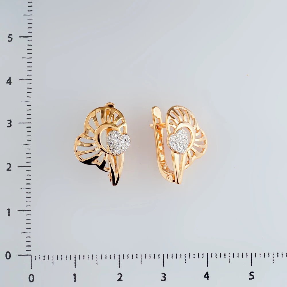 Серьги с фианитом из красного золота 585 пробы 2