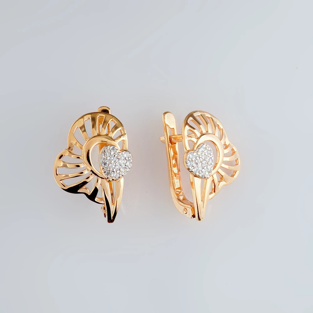 Серьги с фианитом из красного золота 585 пробы 1