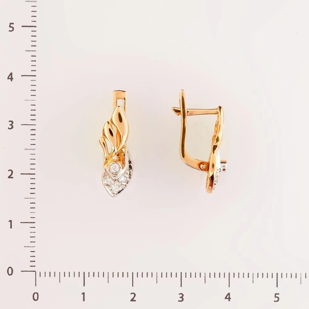 Серьги с фианитом из красного золота 585 пробы 2