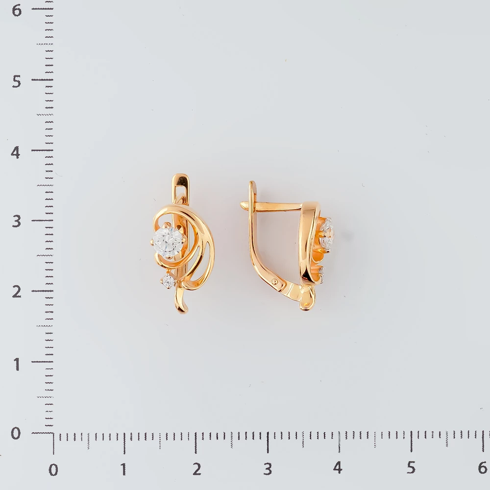 Серьги с фианитом из красного золота 585 пробы 2