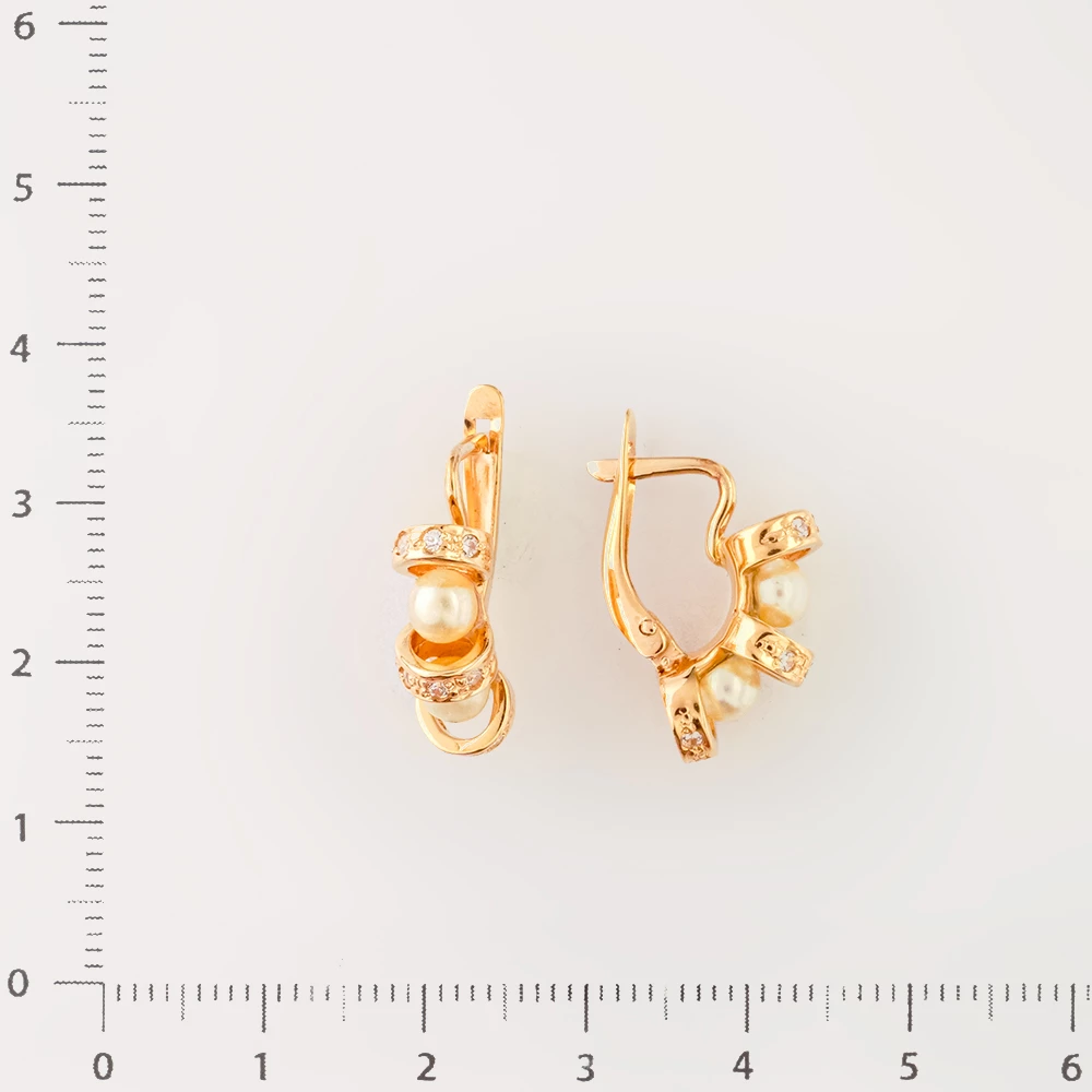 Серьги с культивированным жемчугом из красного золота 585 пробы 2