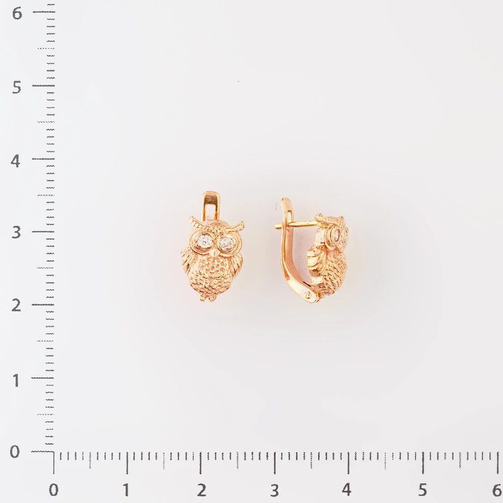 Серьги с фианитом из красного золота 585 пробы 2