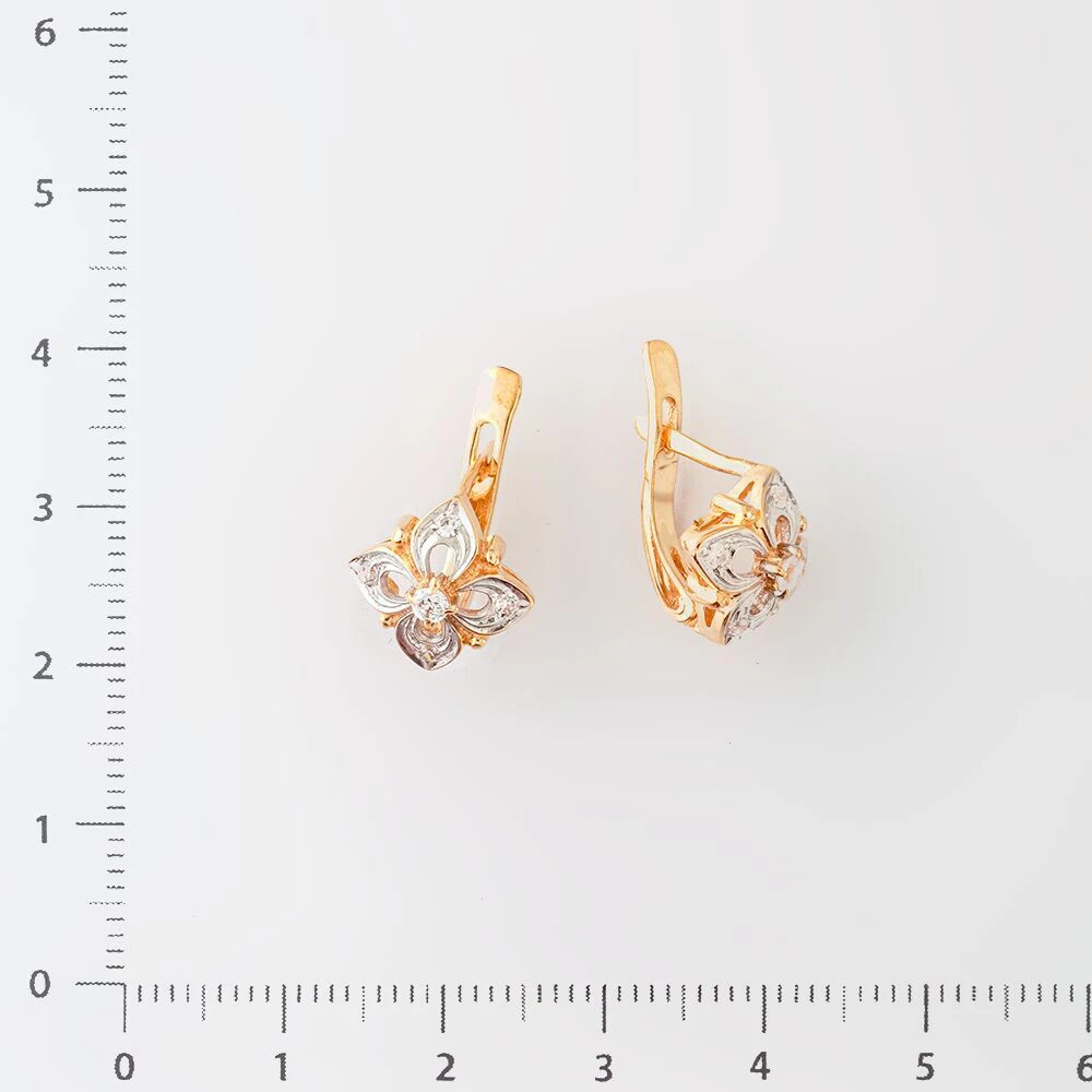 Серьги с фианитом из красного золота 585 пробы 2