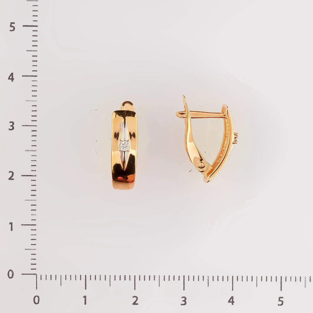 Серьги с фианитом из красного золота 585 пробы 2
