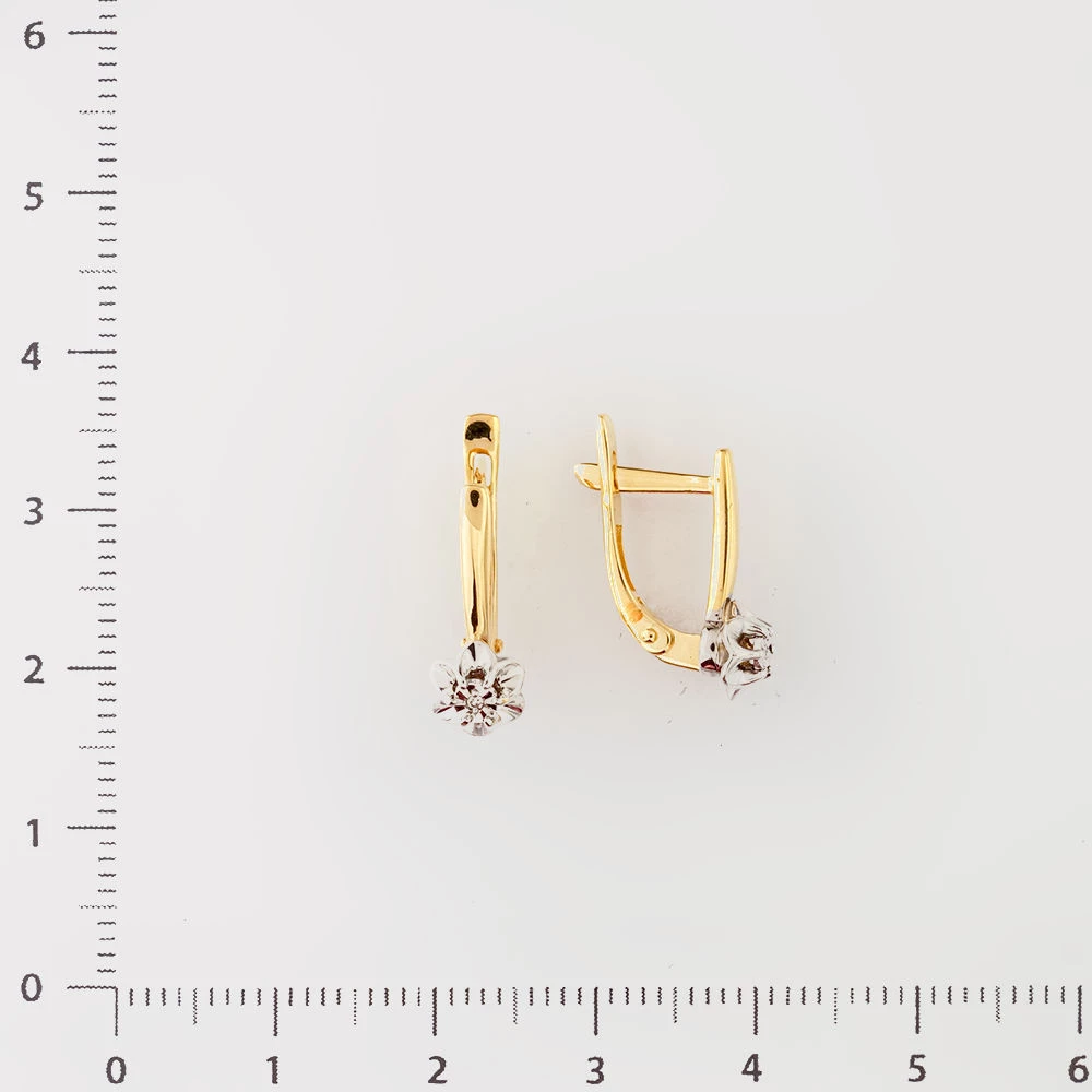 Серьги с бриллиантом из желтого золота 585 пробы 2