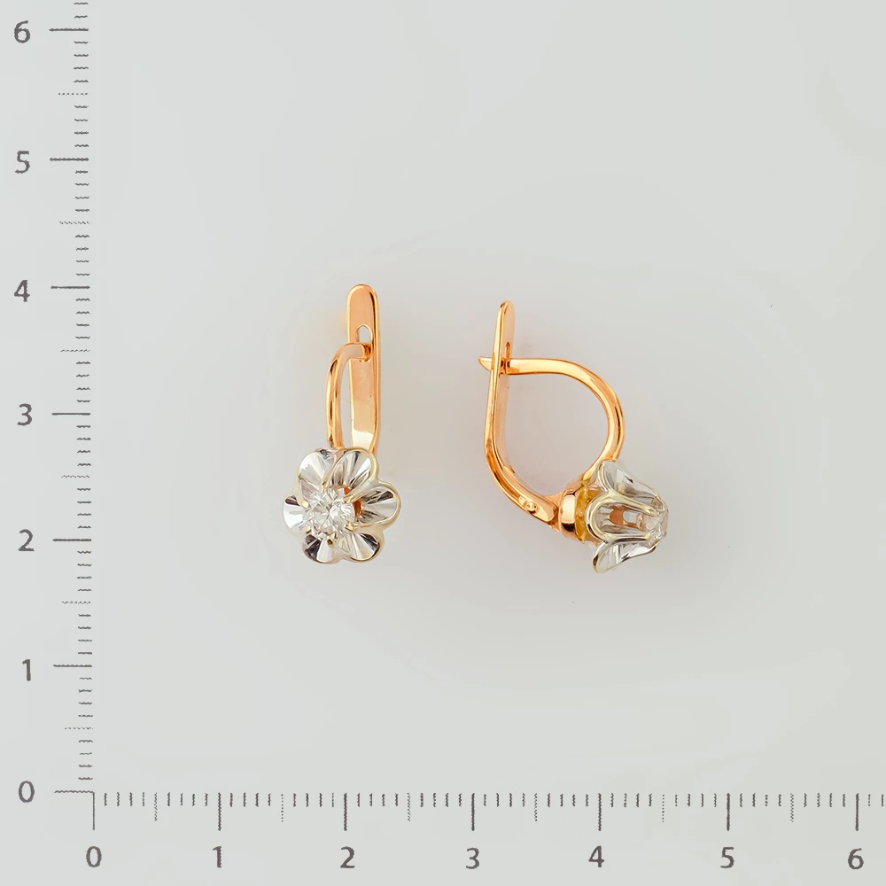 Серьги с бриллиантом из красного золота 585 пробы