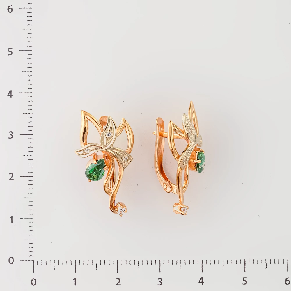 Серьги с фианитом из красного золота 585 пробы 2