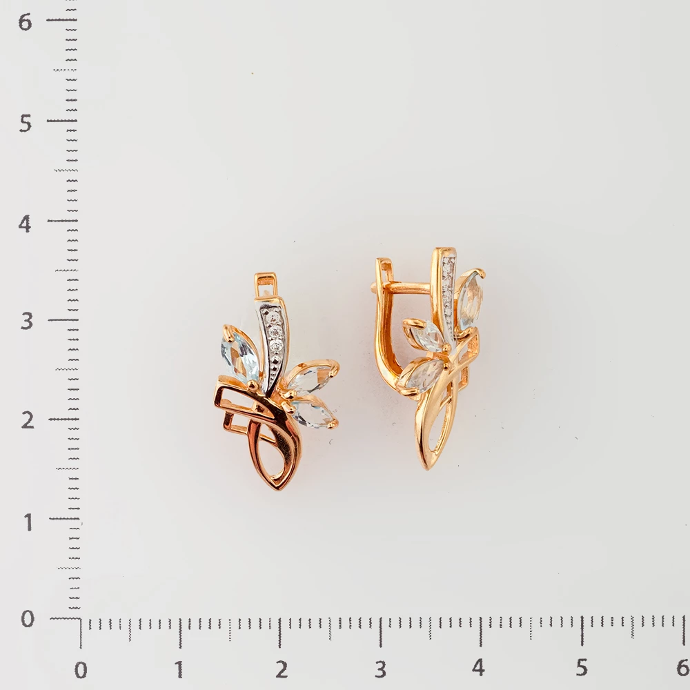 Серьги с топазом из красного золота 585 пробы 2