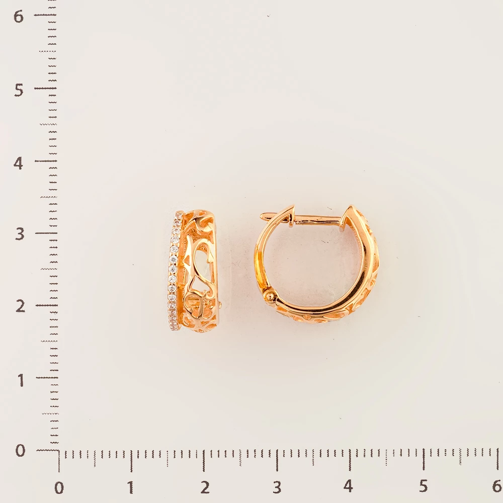 Серьги с фианитом из красного золота 585 пробы