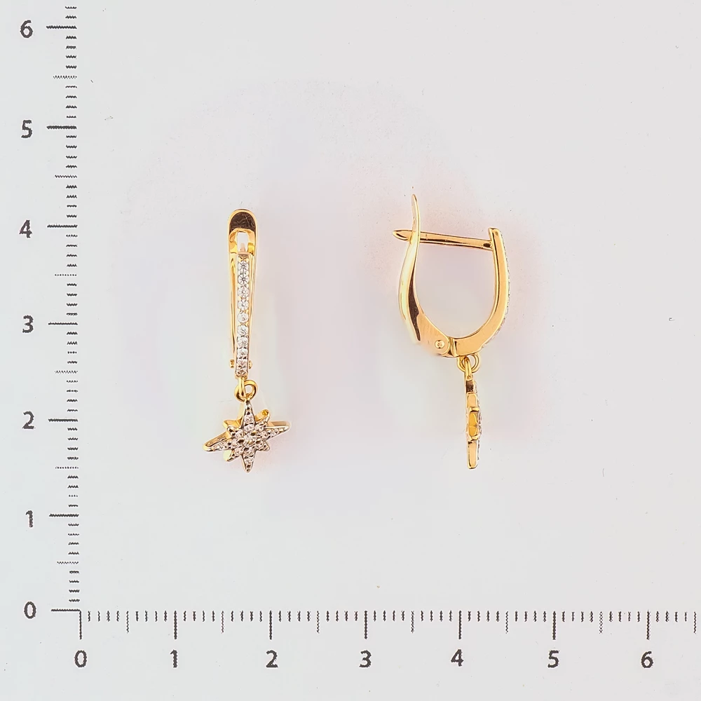 Серьги с фианитом из красного золота 585 пробы 2