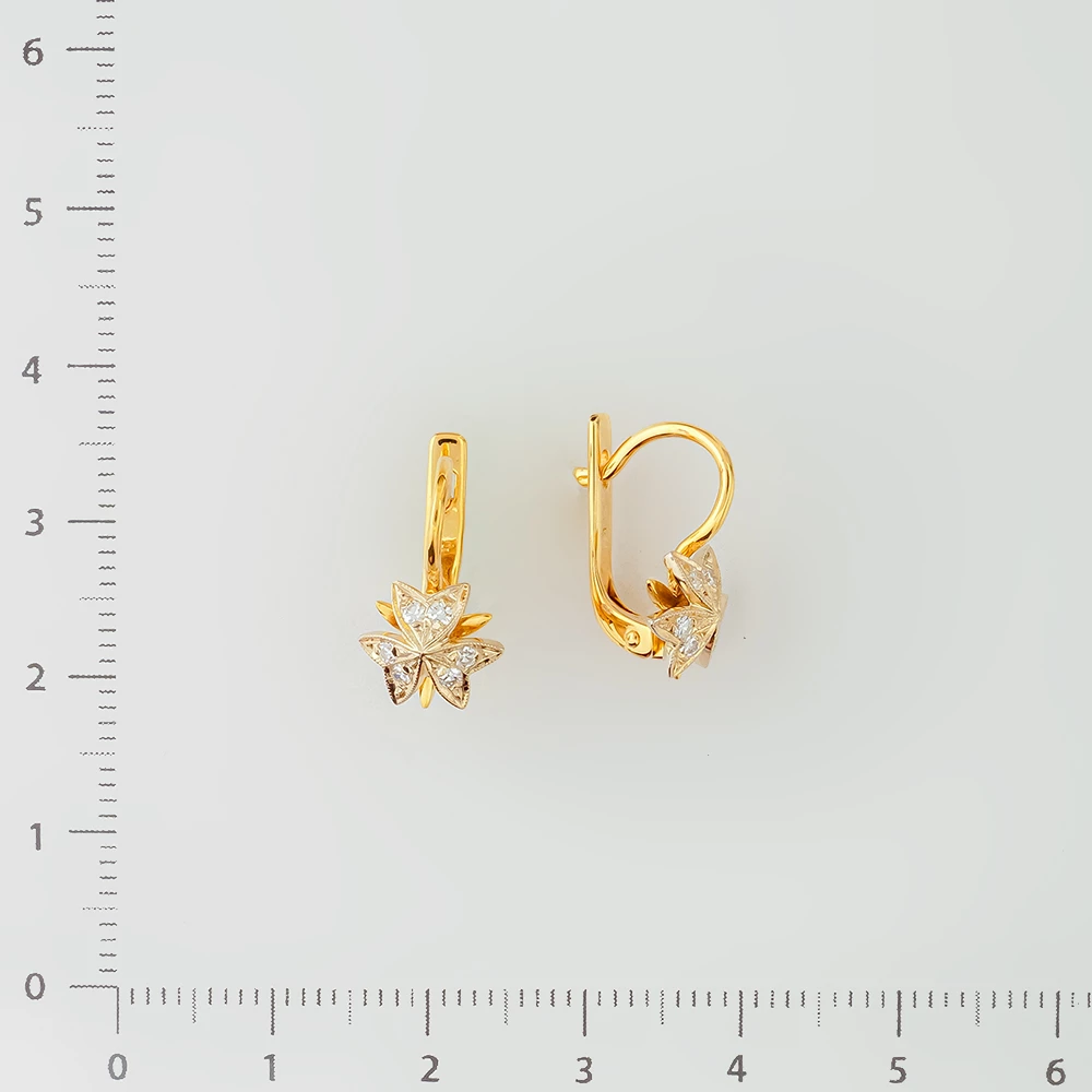 Серьги с бриллиантом из желтого золота 750 пробы