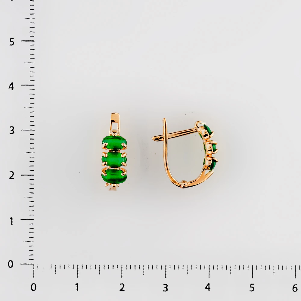 Серьги с агатом из красного золота 585 пробы