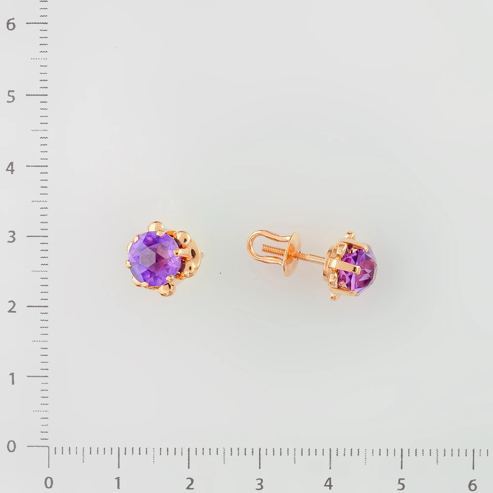 Серьги с фианитом из красного золота 583 пробы
