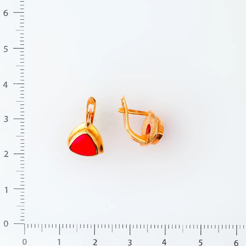 Серьги с кораллом из красного золота 585 пробы