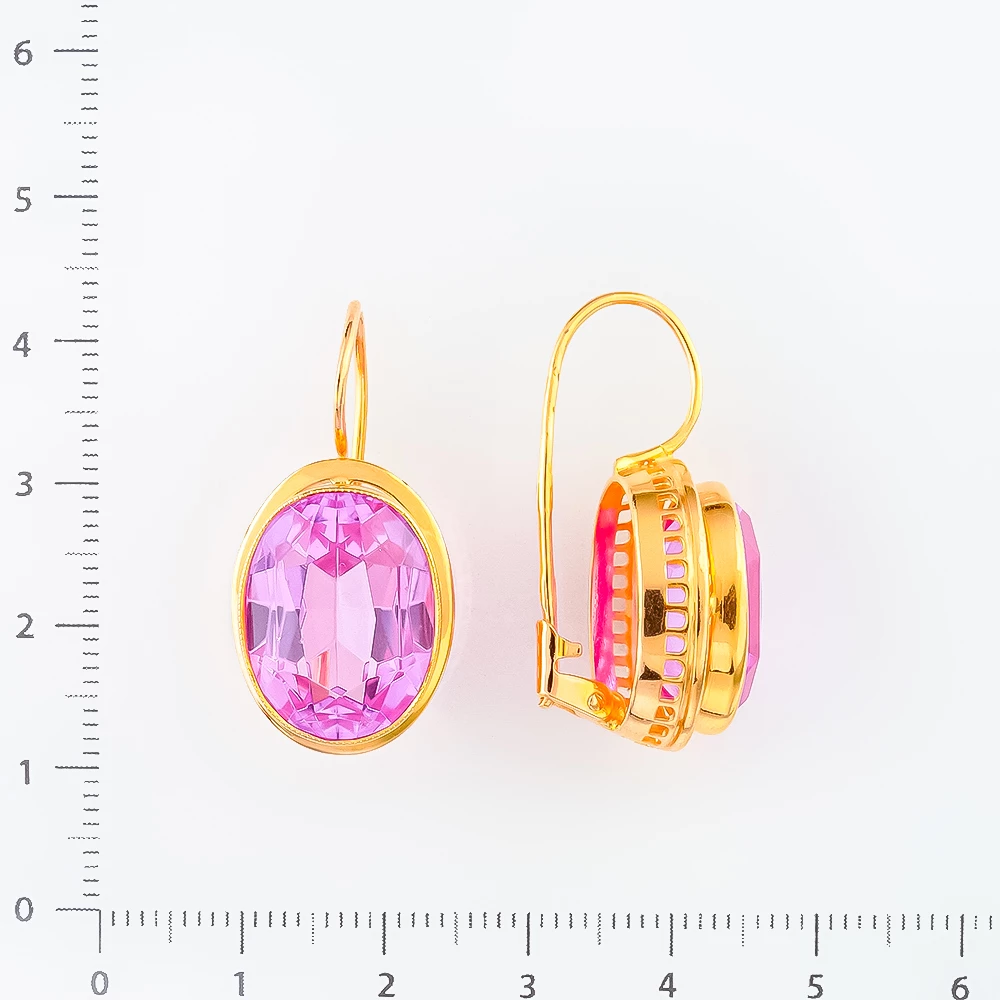 Серьги с фианитом из красного золота 583 пробы