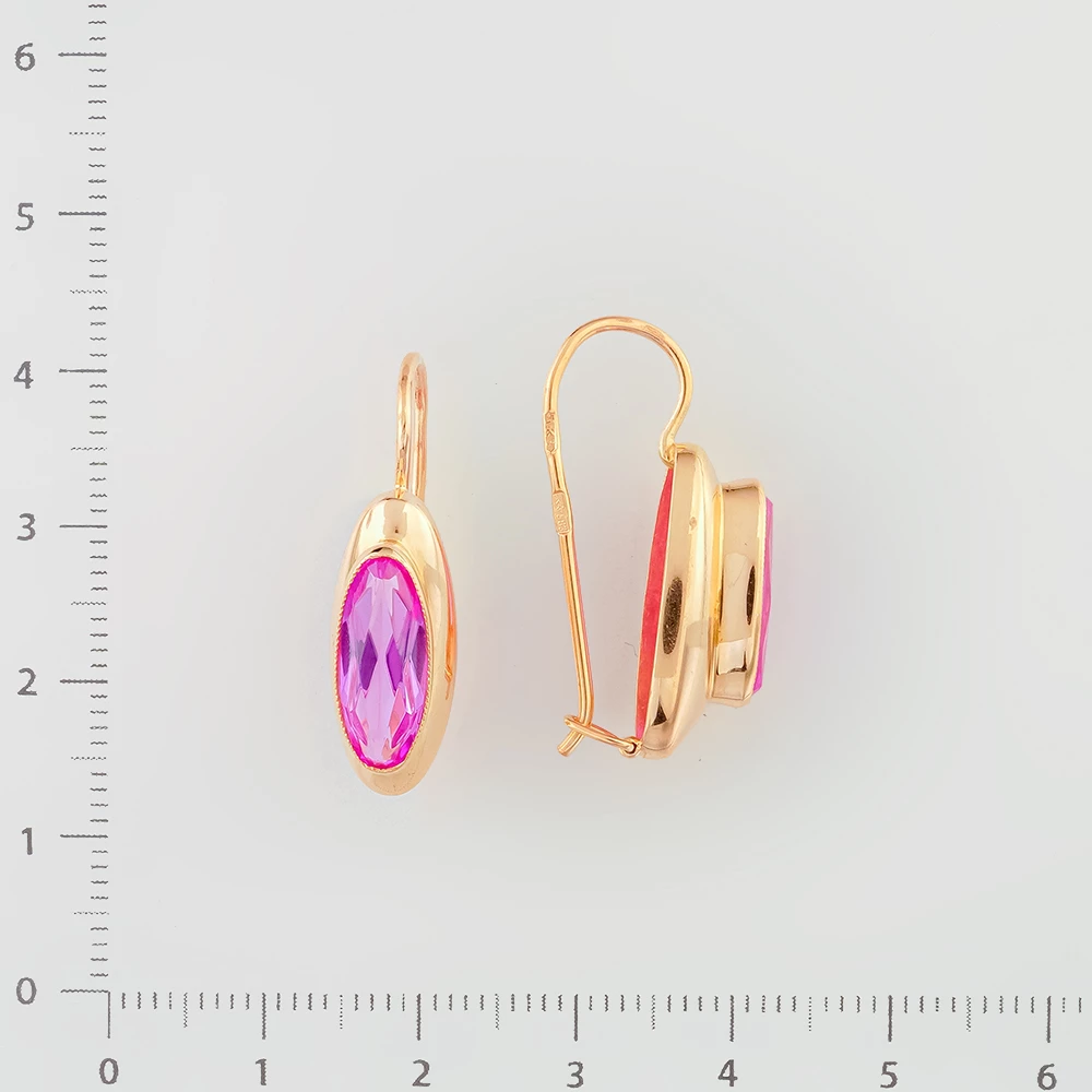 Серьги с фианитом из красного золота 583 пробы