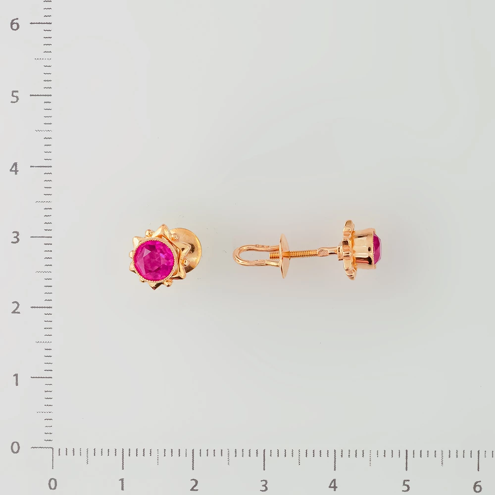 Серьги с фианитом из красного золота 583 пробы