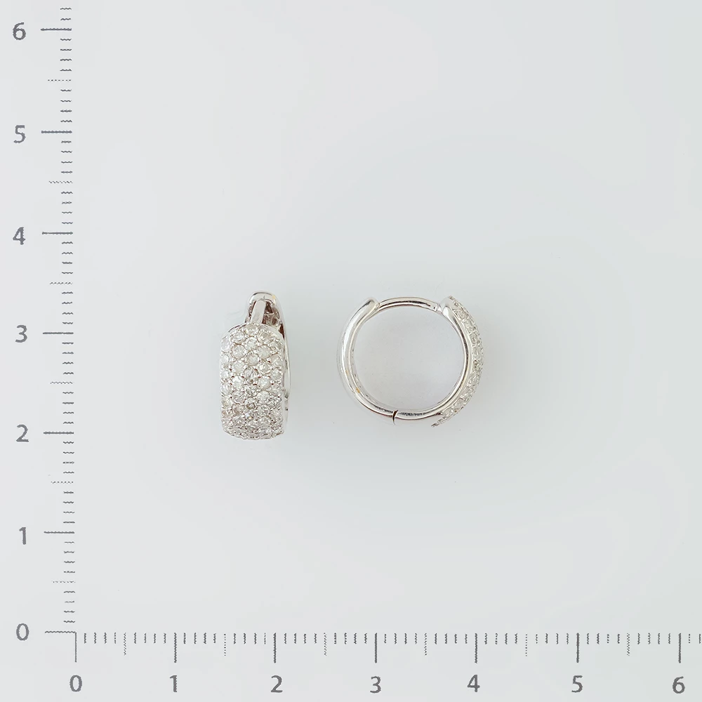 Серьги конго с бриллиантом из белого золота 585 пробы
