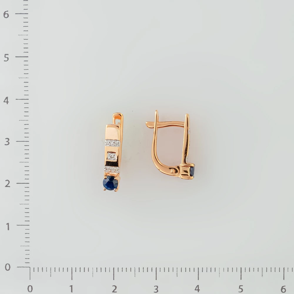 Серьги с сапфиром из красного золота 585 пробы