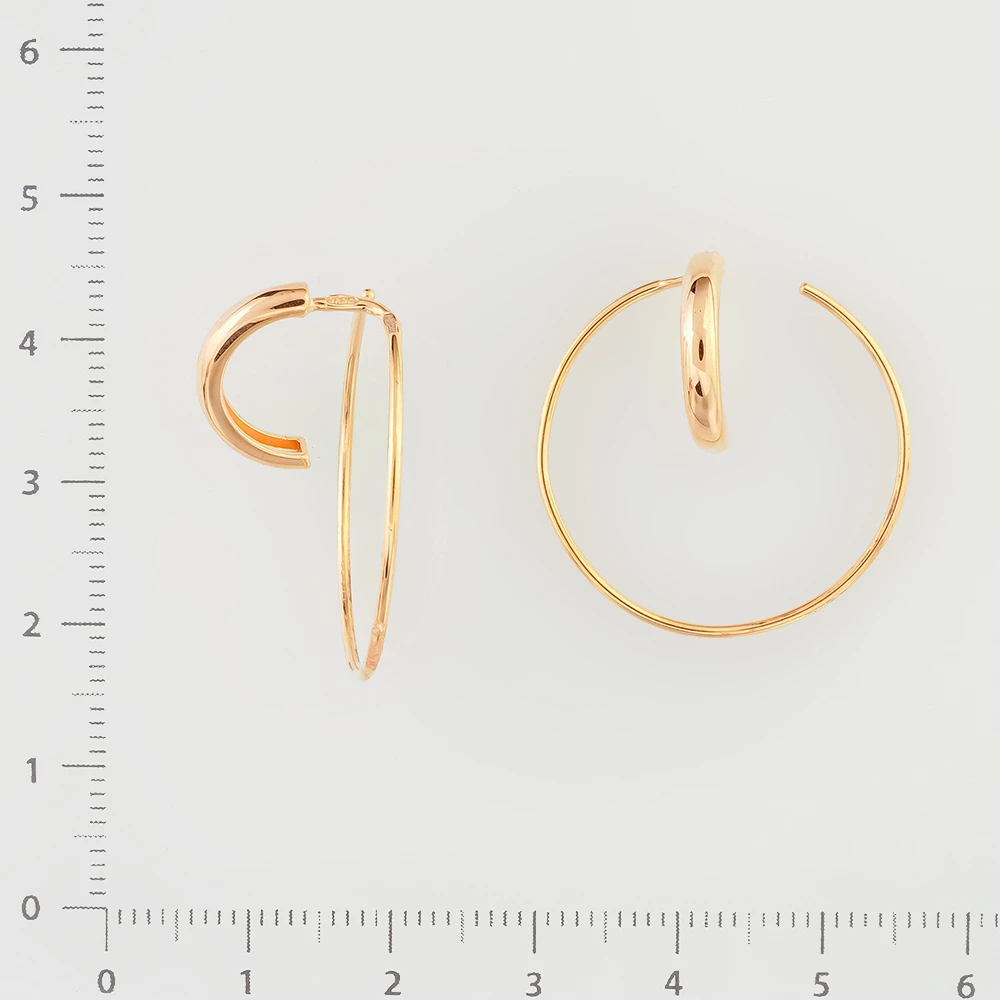 Серьги конго из красного золота 585 пробы